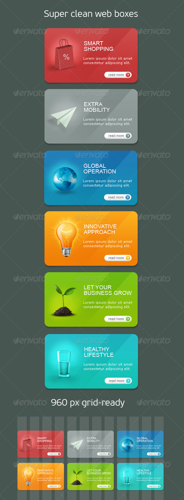 High Quality Web Boxes with Icons - Web Elements