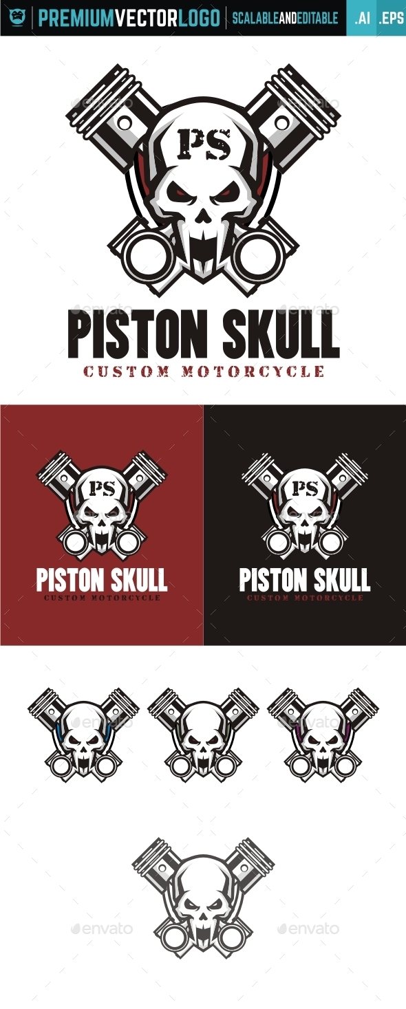 Piston Skull - Symbols Logo Templates