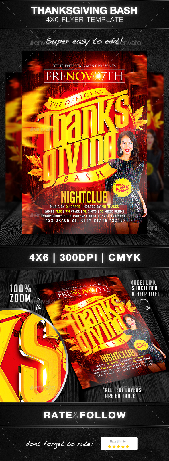 Thanksgiving Bash Flyer - Clubs & Parties Events