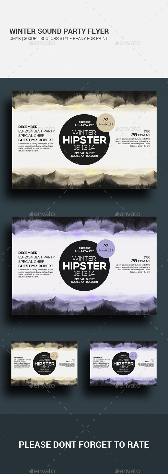 Winter Hipster Party Flyers - Clubs & Parties Events