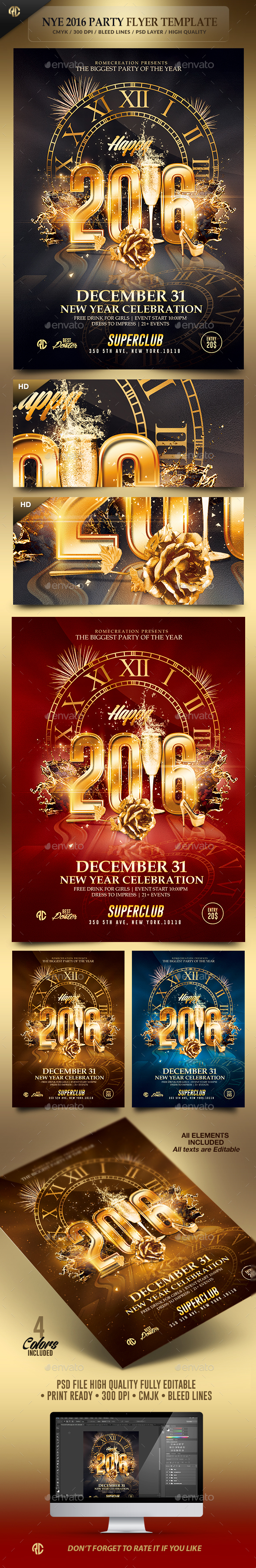 2016 New Year Party | Psd Flyer Template - Events Flyers