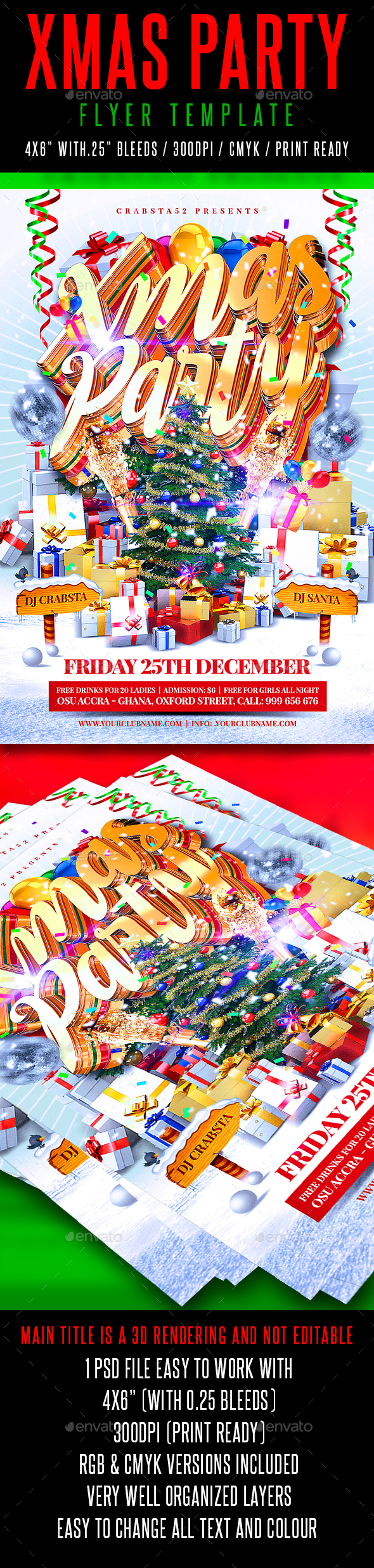 Xmas Party Flyer Template - Flyers Print Templates