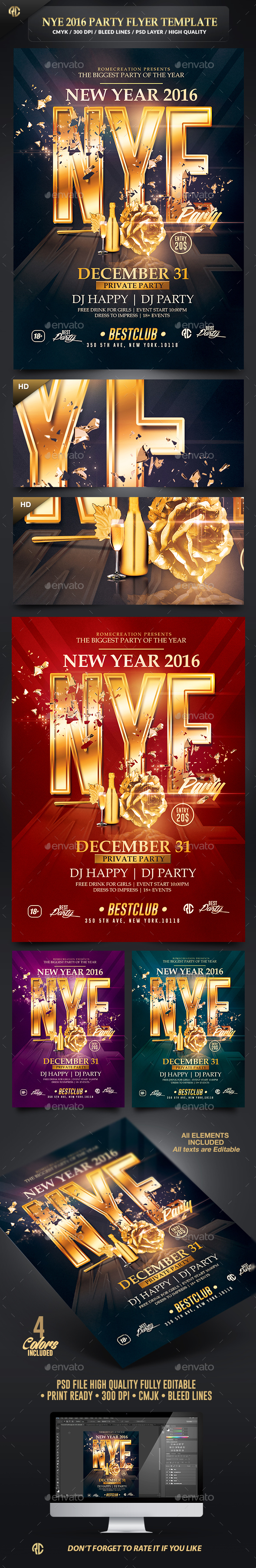 New Year Celebration 2016 | Psd Flyer Template - Events Flyers