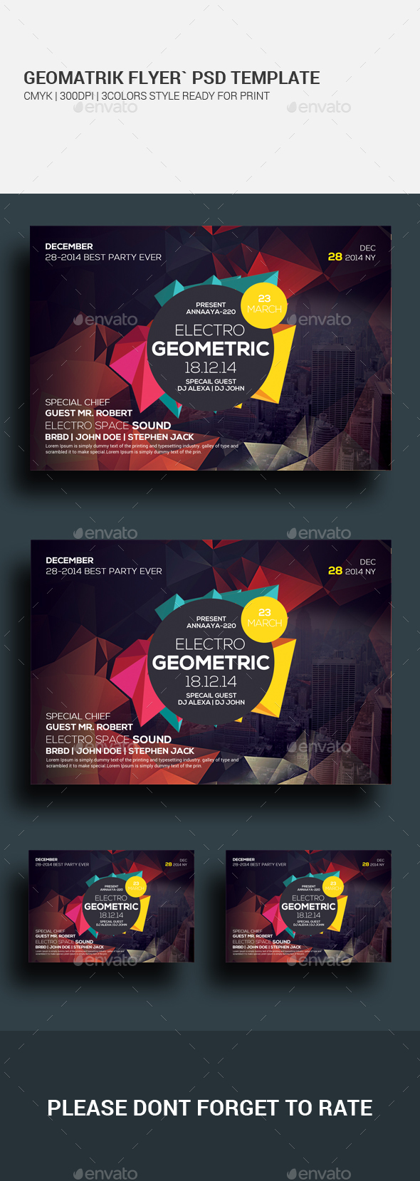 Geometric City Flyer Psd Template - Clubs & Parties Events