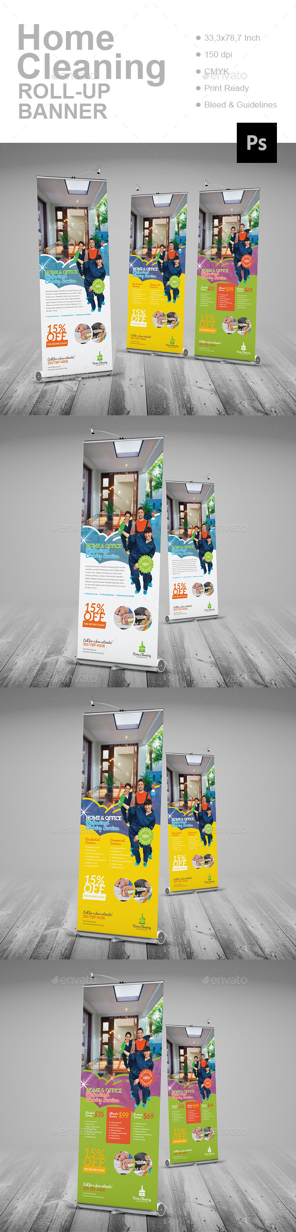 Home Cleaning Roll-Up Banner - Signage Print Templates
