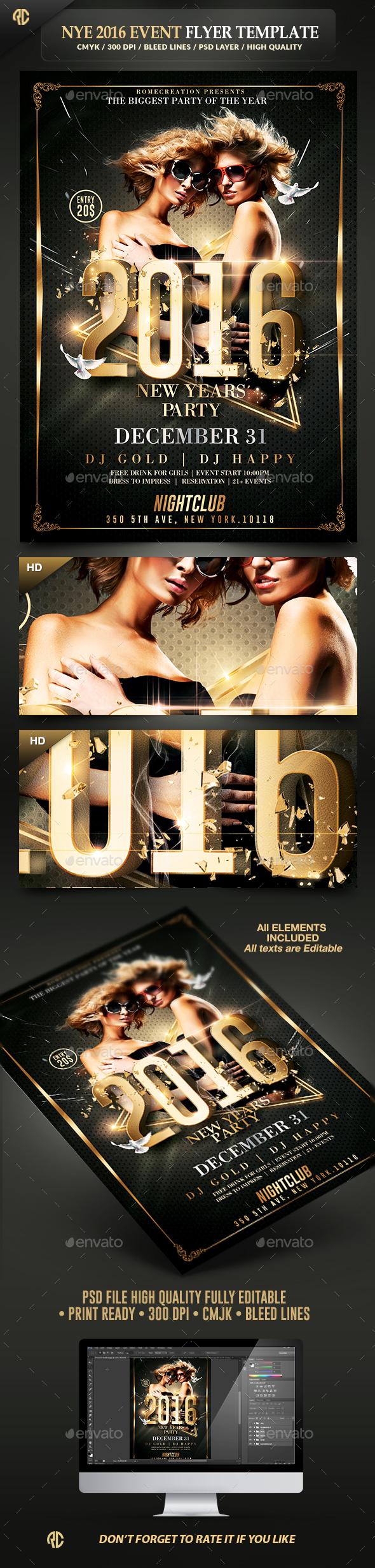 NYE Party | Classy Flyer Template - Events Flyers