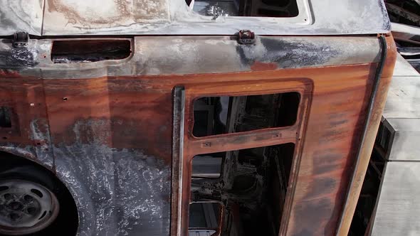 Vertical Video of a Wartorn Shopping Center in Bucha Ukraine alt