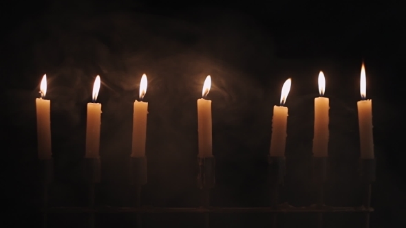 Candles With Smoke On Black Background 02