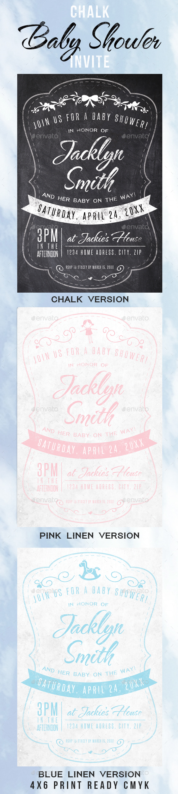 Chalk Baby Shower Invite - Invitations Cards & Invites