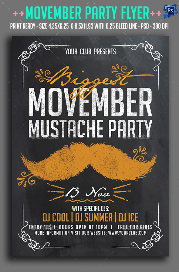 movember party flyer by sparkg graphicriver movember flyers