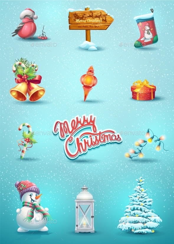 Set Of Christmas Elements - Christmas Seasons/Holidays