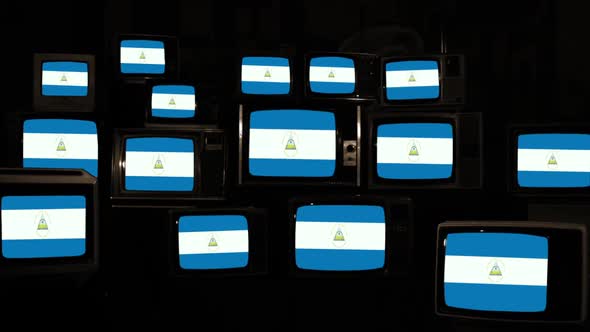Flag of Nicaragua and Retro TVs. alt