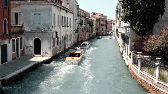 Panoramic view of Venice narrow from Bridge Foscari
