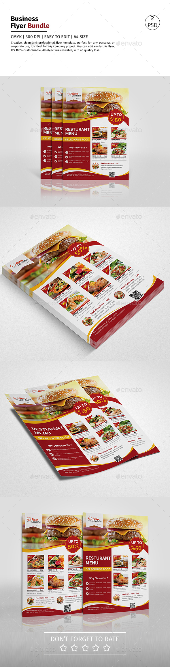 A4 Delicious Food Menu DS Flyer - Corporate Flyers