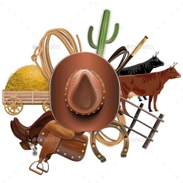 Vector Cowboy Ranch Concept - Travel Conceptual