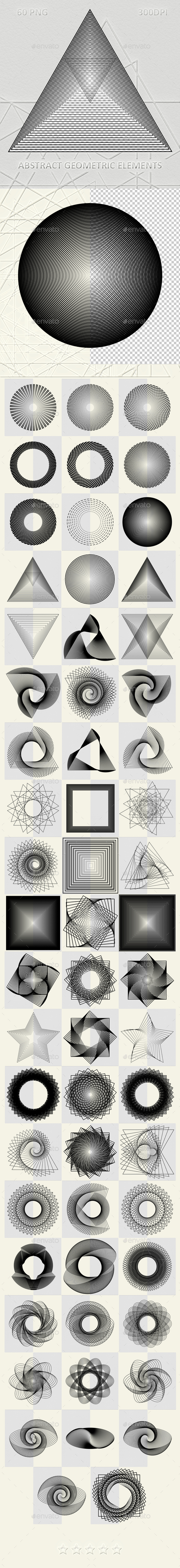 60 Abstract geometric elements - Flourishes / Swirls Decorative
