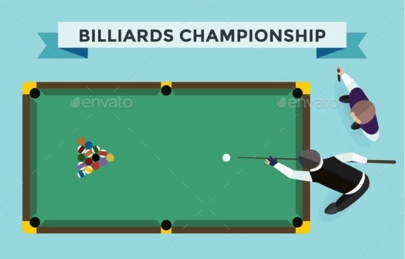 Billiards Flat Illustration Pool Game Accessories - Sports/Activity Conceptual
