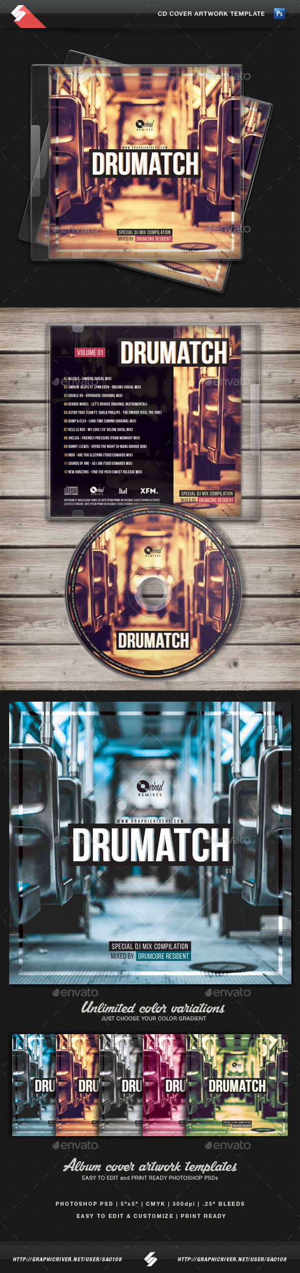 Drumatch vol.1 - CD Cover Artwork Template - CD & DVD Artwork Print Templates