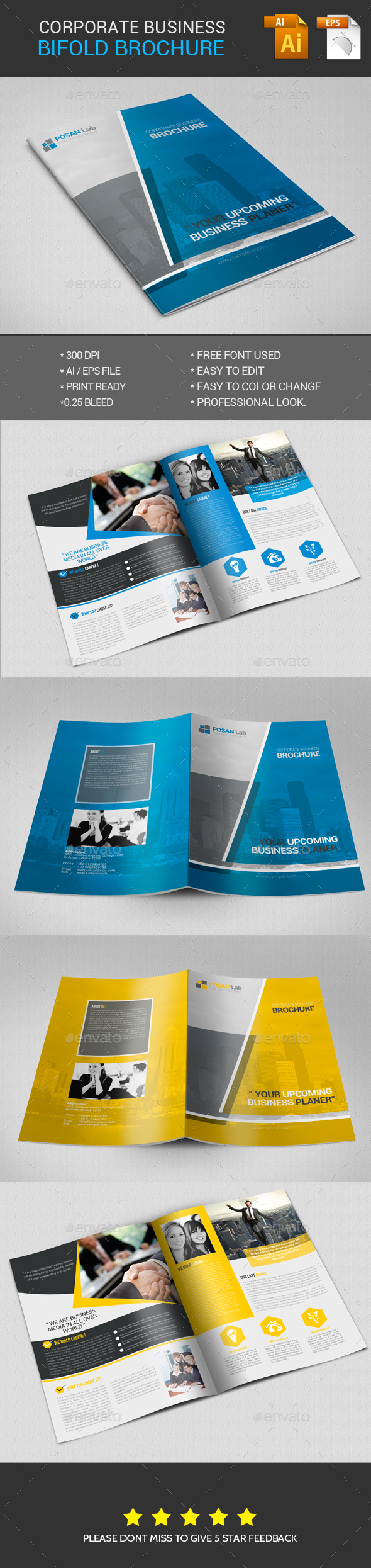 Corporate Business Bifold Brochure - Brochures Print Templates