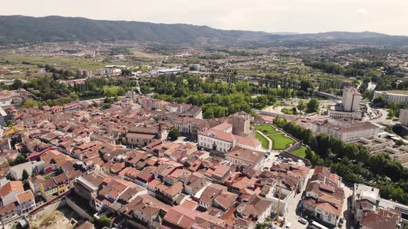 Above view of magnificent portuguese touristic village Chaves, Portugal alt