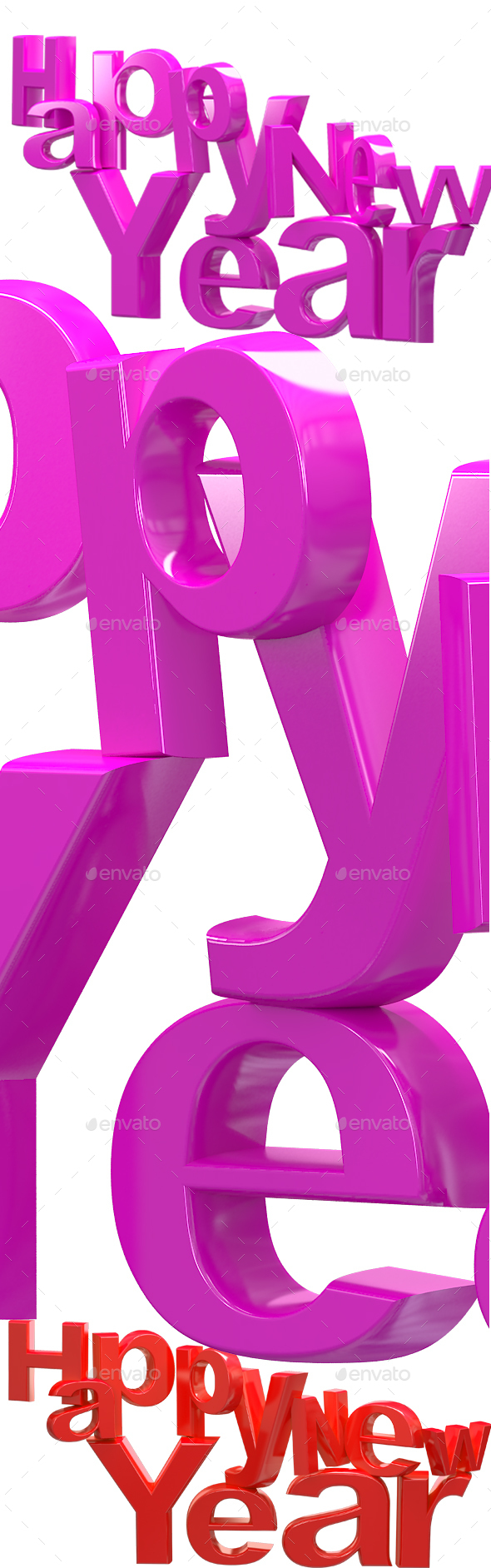 Happy New Year - Text 3D Renders