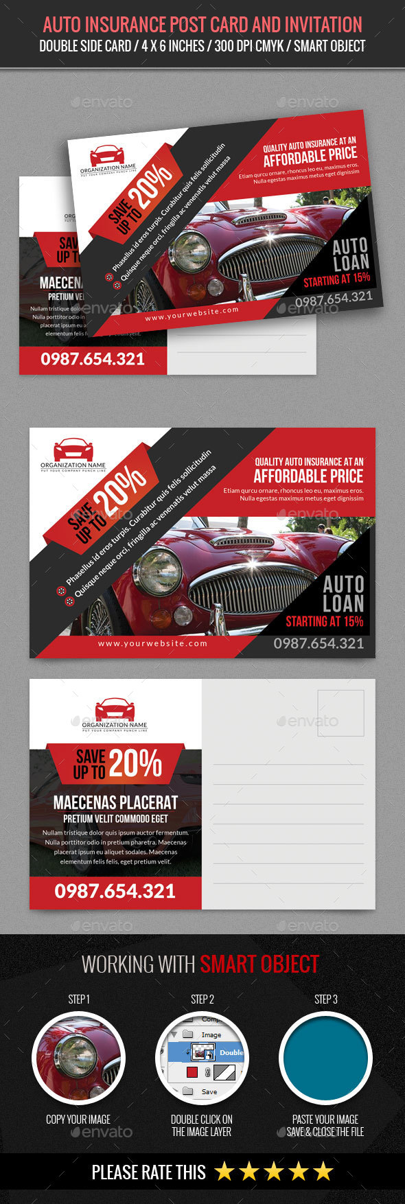 Auto Show and Sales Post Card Template - Cards & Invites Print Templates