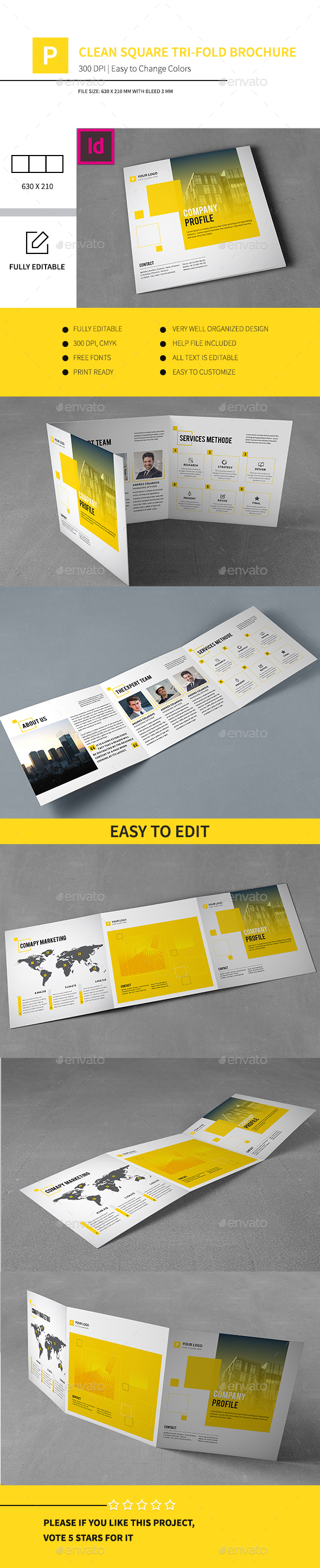 Clean Square Tri-fold Brochure - Corporate Brochures