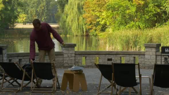 Terrace Opposite The Lake Man Stands Up From The alt