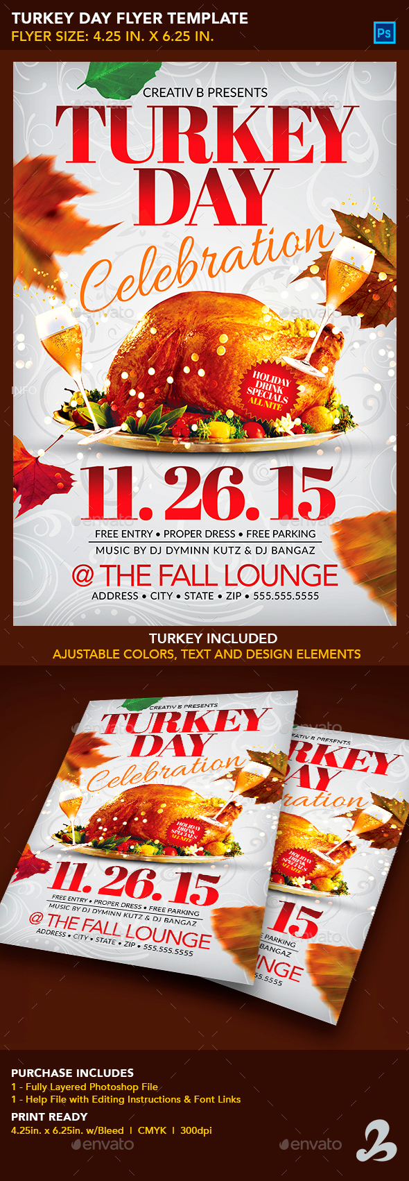 Turkey Day Flyer Template - Clubs & Parties Events
