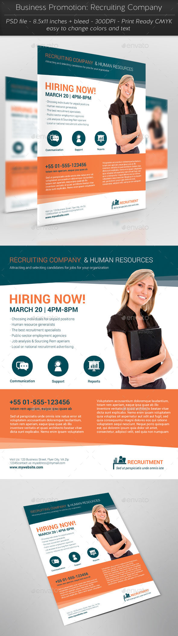 Business Promotion: Recruiting Company - Flyers Print Templates