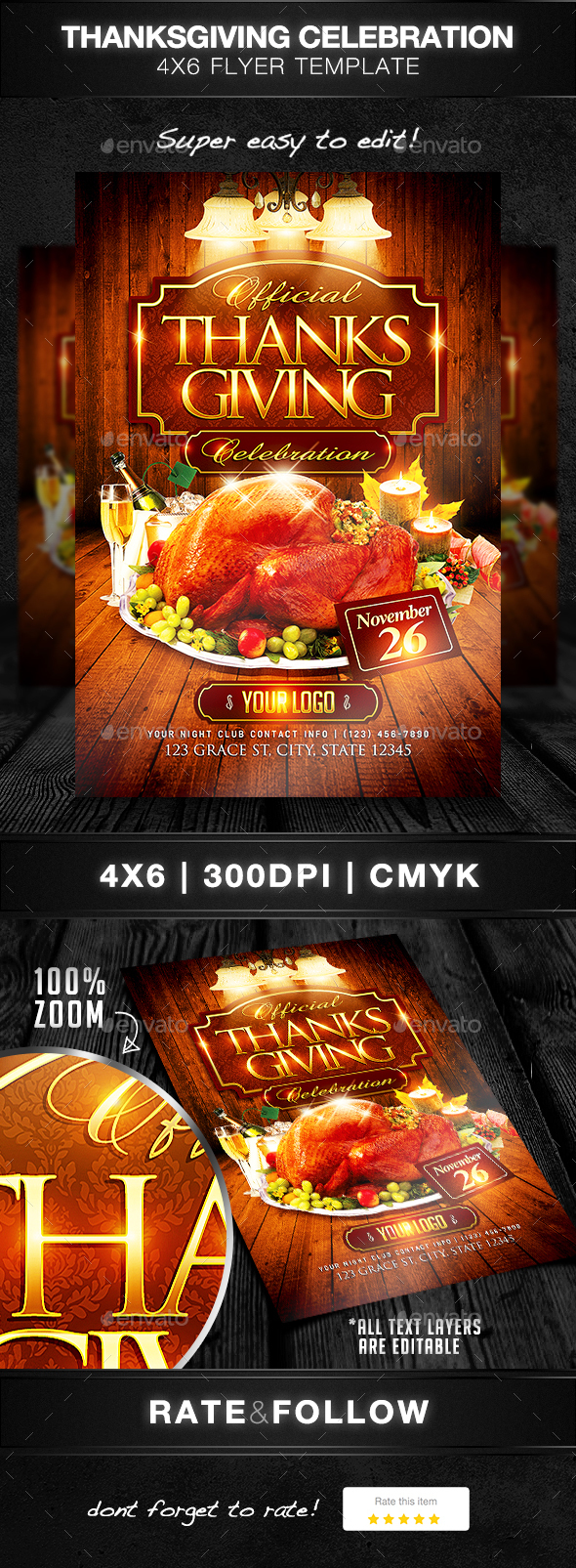 Thanksgiving Celebration Flyer Template - Holidays Events