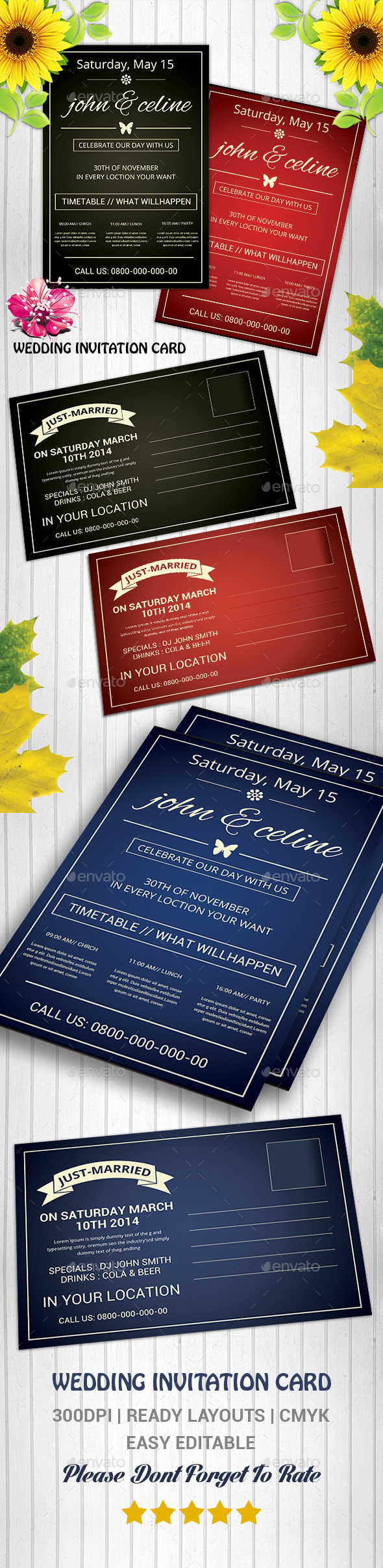 Wedding Invitation Card - Cards & Invites Print Templates