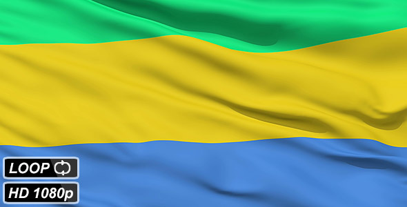Waving National Flag Of Gabon