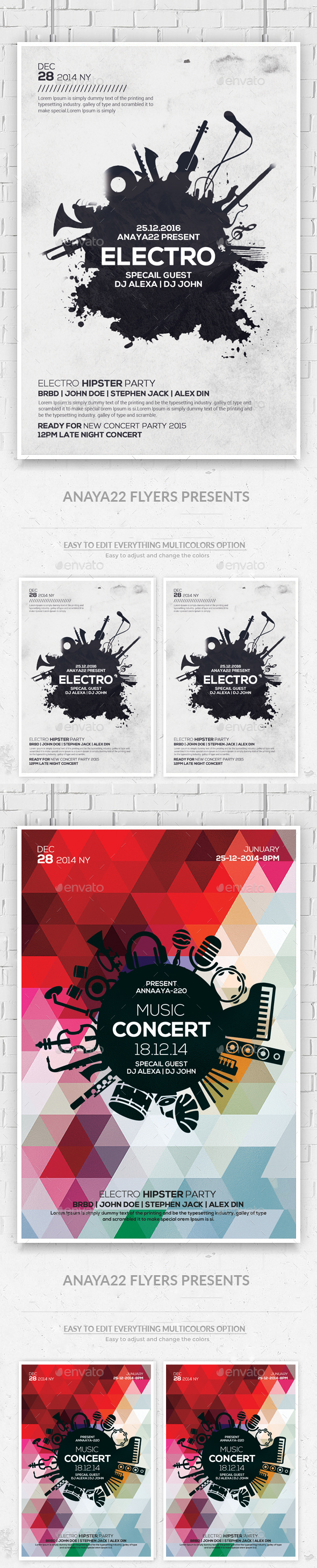 Electro Music Flyers Bundle - Clubs & Parties Events