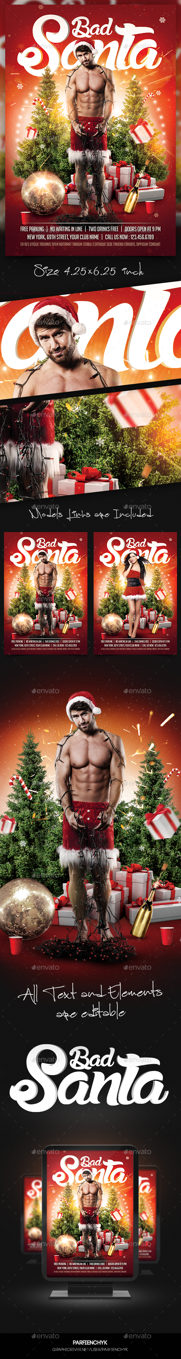Bad Santa Flyer Template - Clubs & Parties Events