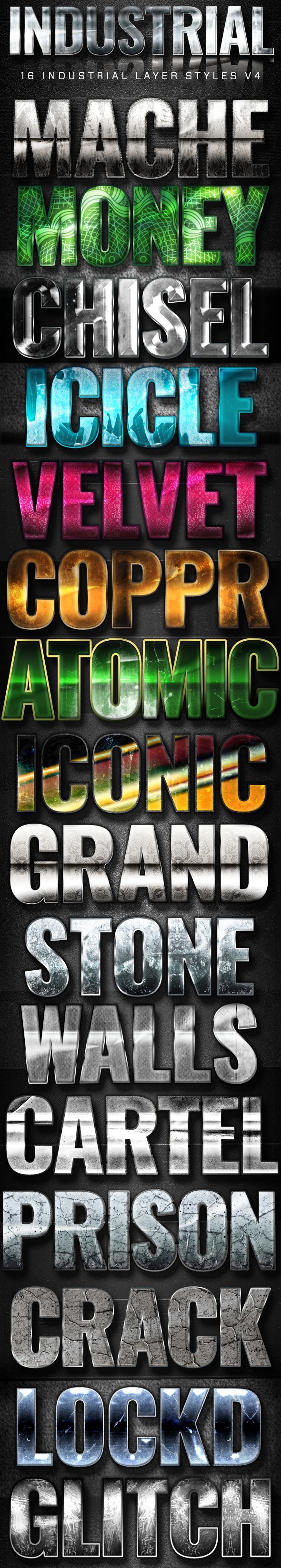 16 Industrial Layer Styles v4 - Text Effects Styles