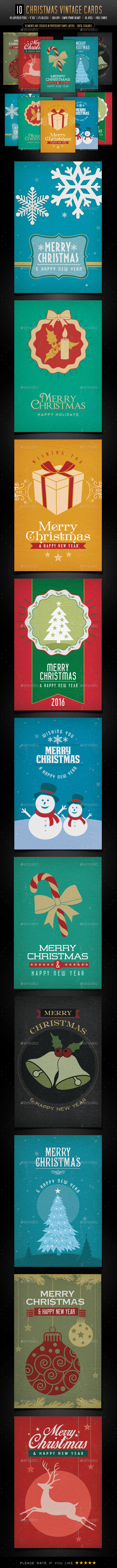 10 Christmas Vintage Cards - Backgrounds - Backgrounds Graphics