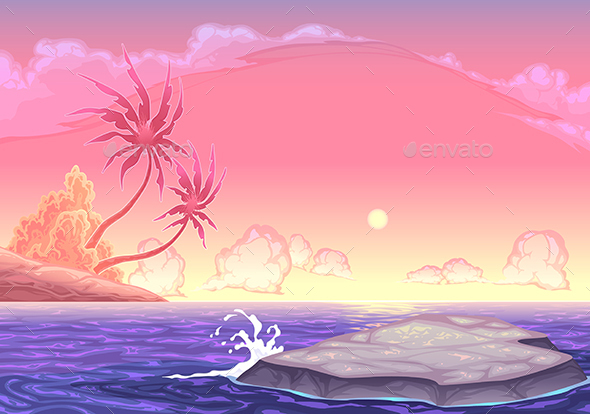 Romantic Seascape in the Sunset - Landscapes Nature