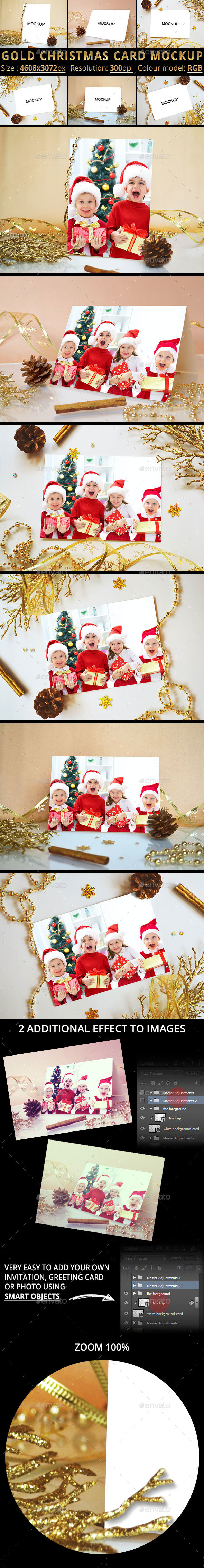 Gold Christmas Card Mockup