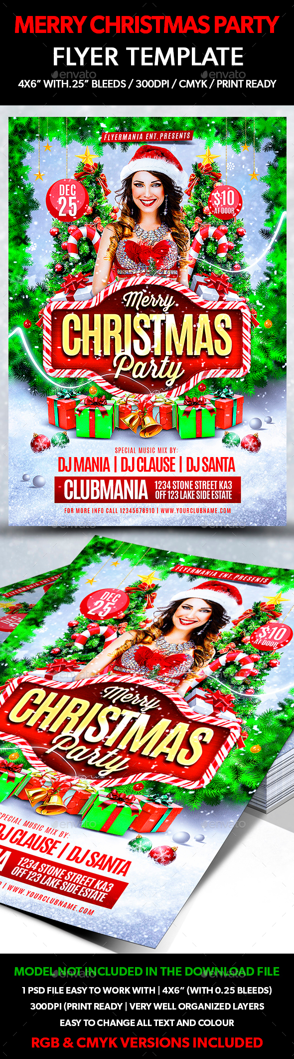 Merry Christmas Party Flyer Template - Flyers Print Templates