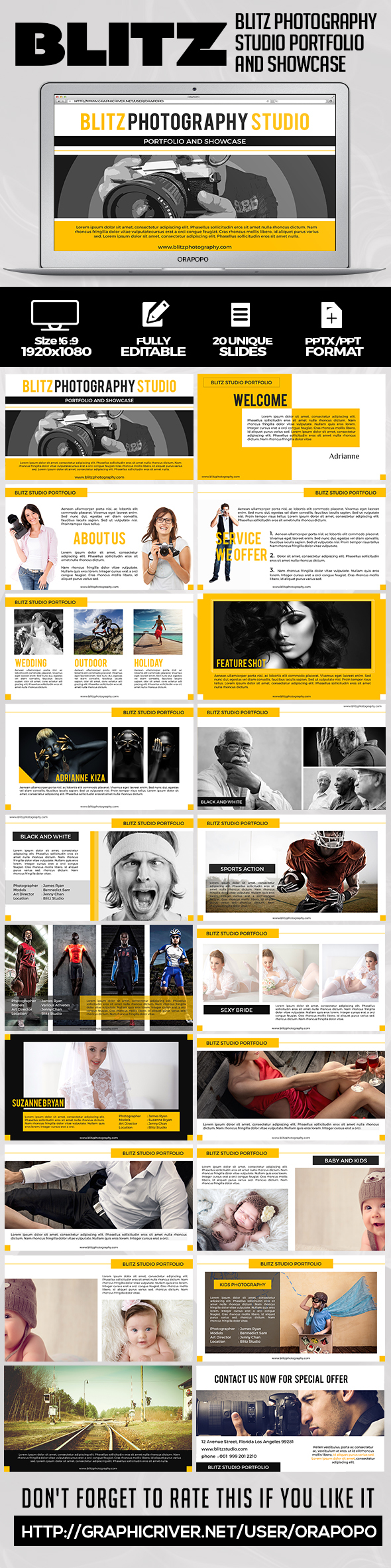 Blitz Photography Studio Portfolio and Showcase - Creative PowerPoint Templates