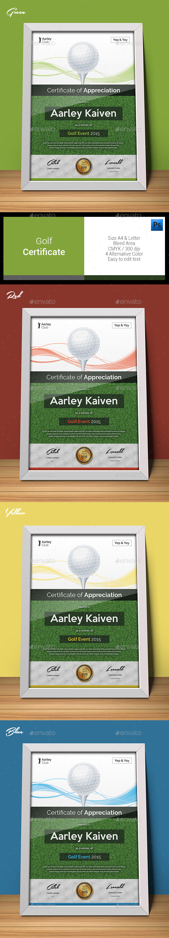 Golf Certificate - Certificates Stationery