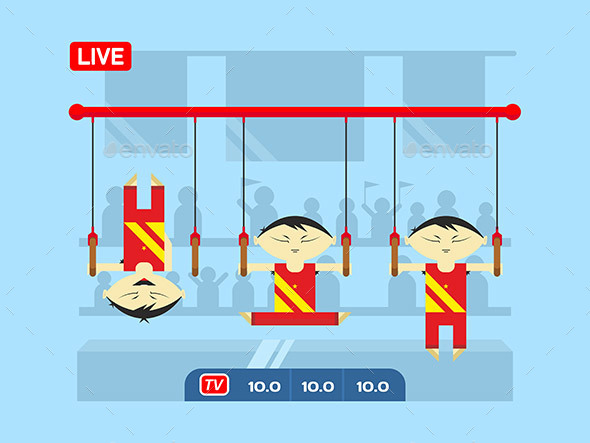 Chinese Gymnasts On Rings - People Characters