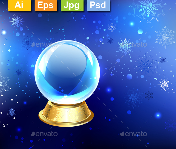 Snow Globe on a Blue Background - Christmas Seasons/Holidays