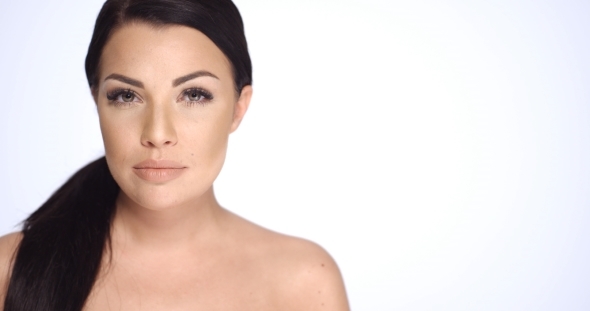 Sexy Brunette Girl With Bare Shoulders alt