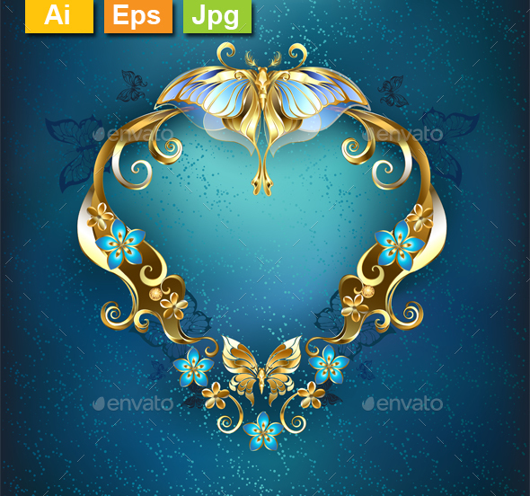 Banner with Gold Butterflies - Borders Decorative