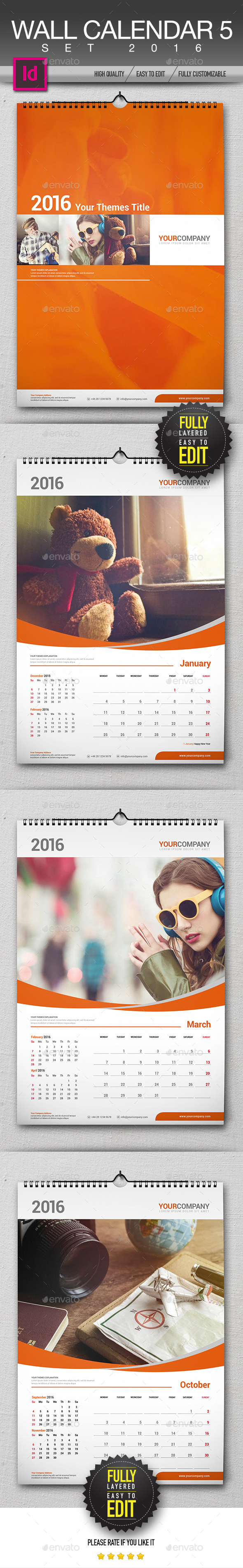 Wall Calendar 2016 Set - Calendars Stationery