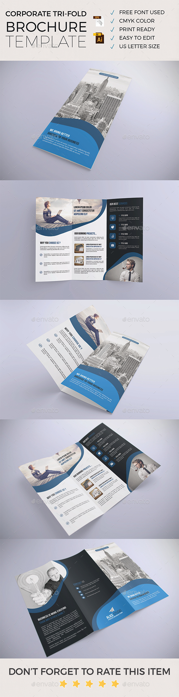 Corporate Tri-Fold Brochure Template - Corporate Brochures