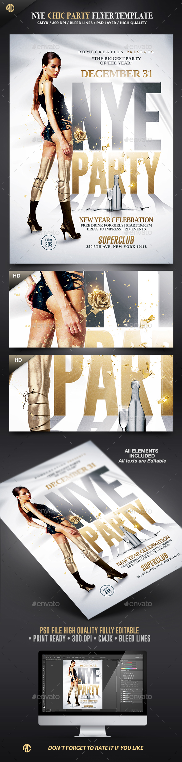New Year Chic Party | Nye Flyer Template - Events Flyers
