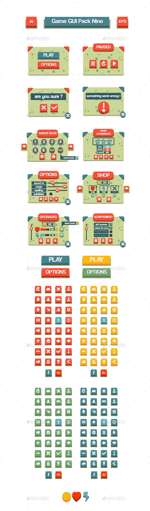 Game GUI Pack Nine - User Interfaces Game Assets